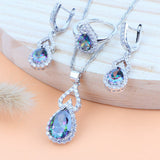 Cubic Zirconia 925 Sterling Silver Women Costume Bridal Jewelry Sets Wedding Necklace Bracelet Rings Earring Pendant Jewelry Set