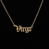 Constellation Zodiac Necklaces Jewelry for Women Antique Style Designed Letter Taurus Aries Necklaces Collier