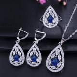 ThreeGraces Shiny White Topaz Cubic Zircoina Stone 925 Sterling Silver Necklace Earring and Ring Women Jewelry Set Gift  JS501