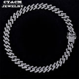 15mm Prong Miami Cuban Link Chains Necklace Fashion Hip Hop Gold Silver Color 2 Row Rhinestones Iced Out Necklaces For Men