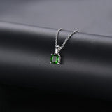 Natural Chrome Diopside Solid 925 Sterling Silver Pendant Russian Emerald Green Gemstone Silver Chain Fine Simple Jewelry