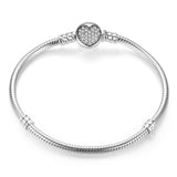 Luxury 100% 925 Sterling Silver Charm Bracelet  Original Heart Beads Chain Fit Bracelet & Bangle For Love Women Jewelry ZBBS916