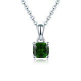 Natural Chrome Diopside Solid 925 Sterling Silver Pendant Russian Emerald Green Gemstone Silver Chain Fine Simple Jewelry