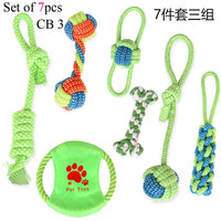 Set of Dog Bite Toy Resist Cotton Rope Ball Bone Interactive Training Toys Dog Chew Knot Teeth Cleaning Toy for Cat Puppy Pet