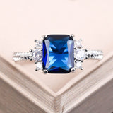 Fashion Big Blue Stone Ring Charm Jewelry Women CZ Wedding Rings Promise Engagement Ring Ladies Accessories Gifts Z4K146