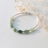 Ruifan Natural Stone Green Jade 925 Silver Original Bangle Bracelet for Women Female Girl Lucky Fine Jewelry Accessories YBR098