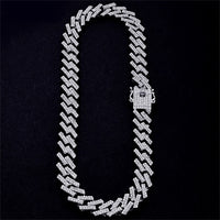 15mm Prong Miami Cuban Link Chains Necklace Fashion Hip Hop Gold Silver Color 2 Row Rhinestones Iced Out Necklaces For Men