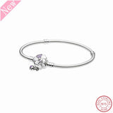 925 Sterling Silver Charm Bracelets for Women Detailed with Floral Stone-studded Clasp Enamel-embellished dangle Ladybird FLB055