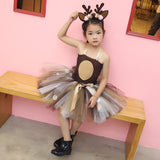 Deer Tutu Dress Baby Girls Dresses for Girls Halloween Costume For Kids Elk Cosplay Christmas Birthday Party Dress With Headband