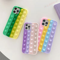 Relive Stress Phone Case For Iphone X XR XS 12 11 Pro Max 6 6s 7 8 Plus Pop Fidget Toys Push Bubble Soft Silicone Phone Case