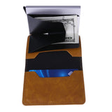 Male Metal Card Holder RFID Aluminium Alloy Credit Card Holder PU Leather Wallet Antitheft Men Wallet Automatic Pop Up Card Case