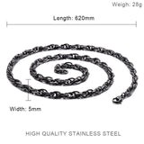 KALEN Punk Long Chain Necklace Men Stainless Steel Brushed Matte Box Link Chains Choker Necklace Male Jewelry Accessories