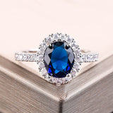 Fashion Big Blue Stone Ring Charm Jewelry Women CZ Wedding Rings Promise Engagement Ring Ladies Accessories Gifts Z4K146