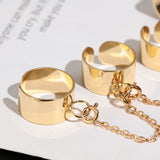 Punk Cool Hip Pop Rings Multi-layer Adjustable Chain Four Open Finger Rings  Alloy Women Rotate Rings for Women Party Gift