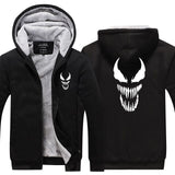 Venom Luminous Sweatshirt Sportswear Streetwear Hoodie Hooded Unisex Thicken Zipper Tracksuit Winter Coat Jacket Cosplay Costume