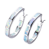 Boho 925 Sterling Silver Personality Multi Color Fire Opal Earring Hoop Women Fine Jewelry