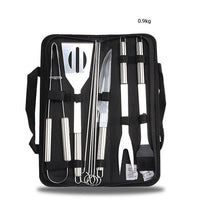 BBQ Grill Accessories Tools Set Stainless Steel Grilling Tool Carry Bag Grill Mat Camping Barbecue Utensil Kit Fork Tong Spatula