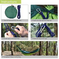 Outdoor Camping Hammock with Mesh Mosquito Bug Net Parachute Hammock Hanging Bed Swing Hiking Sleeping Bed Garden Tree Tent