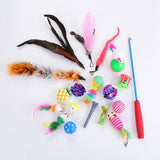 20pcs Cat Toys Set Interactive Funny Cat Scratcher Ball Toy Kitten Catnip Bell Toy Cat Teaser Feather Toy for Cat Playing