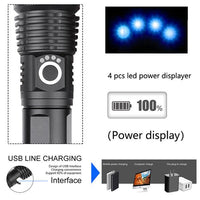 High-power 5 X 5MM LED 20W 5V Micro USB Rechargeable Telescopic Zoom Flashlight Suitable For Camping, Climbing, Night Riding, Caving Waterproof Rating IPX4