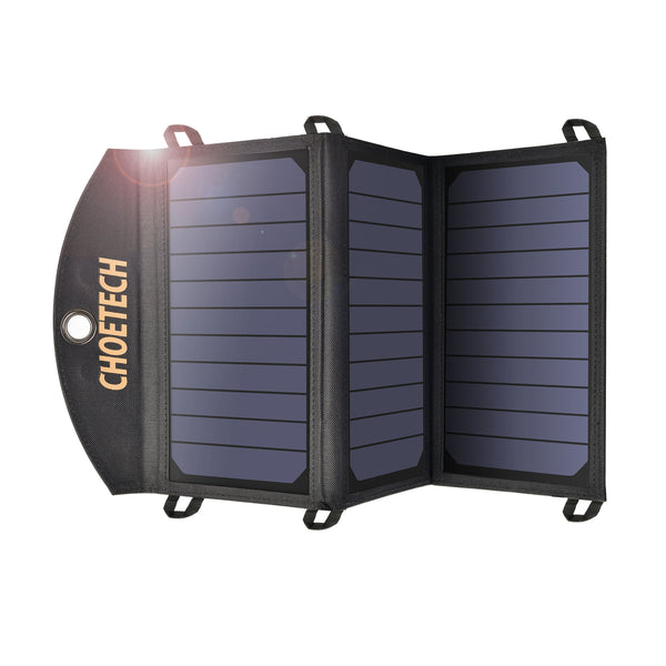 CHOETECH 19W Solar Phone Charger Dual USB Port Camping Solar Panel Charger Compatible with iPhone XS series, iPad Air 2 Mini 3, Galaxy S10series