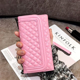 Aoweziic Luxury folding mirror card wallet leather case For iphone11 12 Pro X XS MAX XR Case 8 7plus cover crossbody chain bag