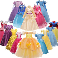 Girls Princess Dresses for 4-10T Children Kids Halloween Cosplay Costume Role-play Clothing Dress