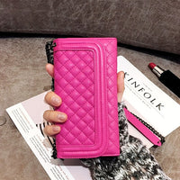 Aoweziic Luxury folding mirror card wallet leather case For iphone11 12 Pro X XS MAX XR Case 8 7plus cover crossbody chain bag