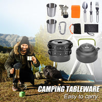 Camping Cookware Set Picnic Cooking Pots Set Outdoor Hiking BBQ Tableware with Pan Kettle Stove Set Camping Tourism Supplies Kit