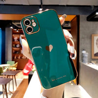 Electroplated love heart Phone Case For iPhone 12Pro 12 11 Pro Max XR XS X XS Max 7 8 Plus Shockproof Protective Back Cover capa