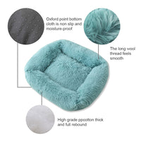 Square Dog Bed Super Soft Warm Plush Cat Mat Dog Beds Long Plush Solid Color Pet Beds Cat Mat For Little Medium Large Pets