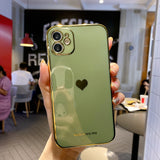 Electroplated love heart Phone Case For iPhone 12Pro 12 11 Pro Max XR XS X XS Max 7 8 Plus Shockproof Protective Back Cover capa