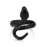 Snake Rings Black Silver Color Metal Punk Open Adjustable Design Animal Exaggerated Finger Ring for Women Men Party Jewelry Gift