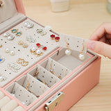 New Double-Layer PU Leather Jewelry Box European Jewelry Storage Box Large Space Jewelry Holder Gift Case with Lock