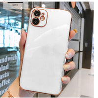 Luxury Gold Plated Electroplated Case For iPhone 11 Pro Max 8 Plus 7 XR XS X Silicone Lens Protection 12 Pro Max SE 2020 Cover