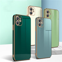 Luxury Gold Plated Electroplated Case For iPhone 11 Pro Max 8 Plus 7 XR XS X Silicone Lens Protection 12 Pro Max SE 2020 Cover