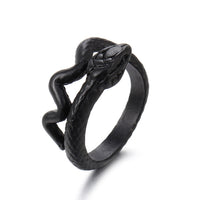 Snake Rings Black Silver Color Metal Punk Open Adjustable Design Animal Exaggerated Finger Ring for Women Men Party Jewelry Gift