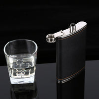 9oz Moscow Whisky Bottle Liquor Flagon 304 Stainless steel Alcohol Funnel Vodka Leather wrapping Hip Flask With Opener Gift Set