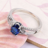 Fashion Big Blue Stone Ring Charm Jewelry Women CZ Wedding Rings Promise Engagement Ring Ladies Accessories Gifts Z4K146