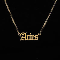 Constellation Zodiac Necklaces Jewelry for Women Antique Style Designed Letter Taurus Aries Necklaces Collier