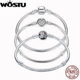 Luxury 100% 925 Sterling Silver Charm Bracelet  Original Heart Beads Chain Fit Bracelet & Bangle For Love Women Jewelry ZBBS916