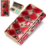 WESTAL Women's Wallet Genuine Leather Patchwork Wallet for Women Clutch Bags for Cellphone Women's Purses Coin Wallets Long 4202