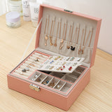 New Double-Layer PU Leather Jewelry Box European Jewelry Storage Box Large Space Jewelry Holder Gift Case with Lock