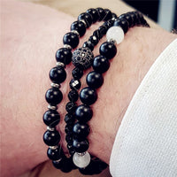 2020 New Fashion Men Bracelet Sets Trendy Handmade Classic Strand Stone Beaded Bracelet For Men Jewelry Gift Pulsera Hombre