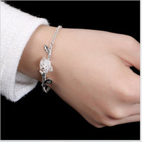 Uglyless Real 925 Sterling Silver Nature White Crystal Flower Women Bracelets Handmade Leaf Branch Bracelet Elegant Dress Bijoux