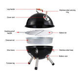 🏆 Novel Portable Stainless Steel Spherical Grill BBQ Grill Non-stick Surface Barbecue Grill Outdoor Camping Picnic Tool 【Ship from US】