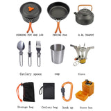 Camping Cookware Set Picnic Cooking Pots Set Outdoor Hiking BBQ Tableware with Pan Kettle Stove Set Camping Tourism Supplies Kit