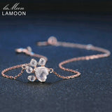 LAMOON  Bear's Paw Sterling Silver 925 Jewelry Sets Gemstone Rose Quartz S925 18K Rose Gold Plated Fine Jewelry For Women V035-1