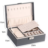 New Double-Layer PU Leather Jewelry Box European Jewelry Storage Box Large Space Jewelry Holder Gift Case with Lock