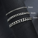 2020 New Trendy Cuban Chain Men Bracelet Classic Stainless Steel 3/5/7mm Width Chain Bracelet For Men Women Jewelry Gift